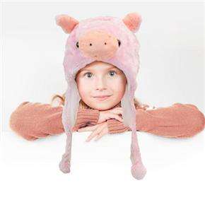 NEW Adorable Stuffed Pig Kids Animal Warm Plush Winter Hats Earmuffs