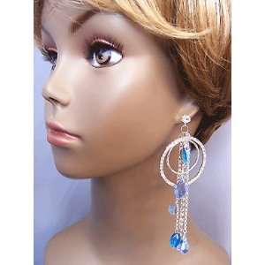  Blue Crystal Chandlier Dangle Earrings 