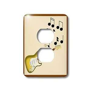   Electric Guitar with musical notes   Light Switch Covers   2 plug