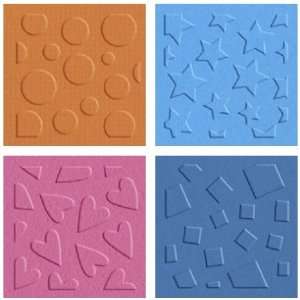  QuicKutz Embossing Folders, 4 Piece Set, 2 Inch by 2 Inch 