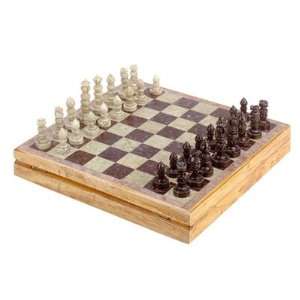 Soapstone Carved Chess Board Game Pieces Gaming Set  