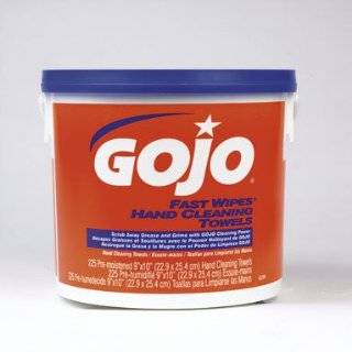 GOJO FAST WIPES Hand Cleaning Towels, Cloth, 9 x 10, White, 225/Bucket 