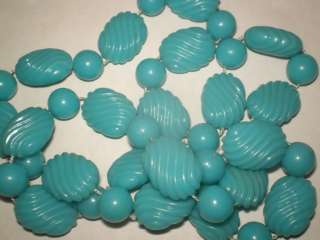 Vintage TURQUOISE BLUE CHUNKY beaded NECKLACE mint  