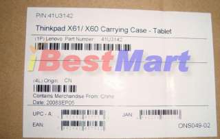 IBM Thinkpad X61 Tablet Carrying Case Sleeve 41U3142  