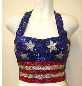 Sequin Bustier   US Flag * Dance Ice Skate Parade Show  
