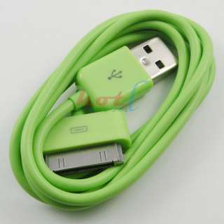 Green USB Car Charger+Cable For iPod iPhone 3G 3GS 4G  