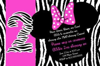 Pink Mickey & Minnie Mouse Birthday Invitations cards  