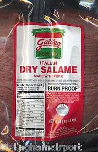 Galileo Italian Dry Salame; The Authentic Italian Accent Huge 4 Pounds 