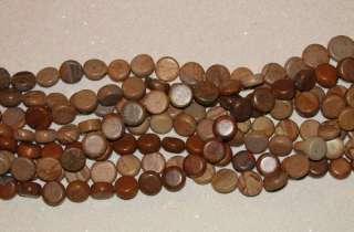 GEMSTONE BEADS TIGERSKIN JASPER FLAT COIN 13MM 15 CT  