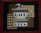 MODA DEB STRAIN CAFE LATTE CAFE OPEN COFFEE CUP RED QUILT FABRIC PANEL
