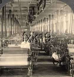 New Jersey ~ PATERSON ~ Weaving Cloth On A Loom In A Silk Mill 