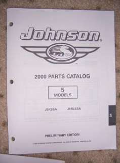 2000 Johnson Outboard Motor Parts Catalog 5 HP Boat y  