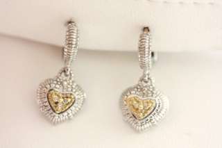 Judith Ripka Sterling Silver & 18K Gold Diamond Heart Earrings  