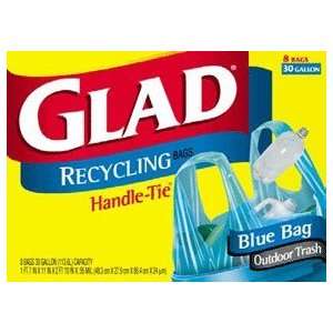 Glad Handle tie Recycling Trash Bags, 30 Gallon, 8 count 6 pack 