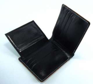 Genuine Just Leather Mens Wallet Card Holder 6 Card Slots Black 