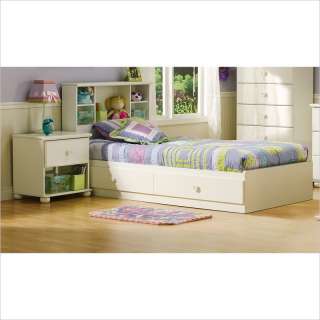 South Shore Sand Castle Pure White Kids Twin Wood Mates Storage Bed 