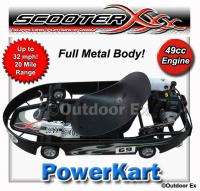 ScooterX 49cc Gas PowerKart Silver 32 MPH ~ 20 Mile Range ~ Rear 
