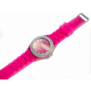  HOT Geneva Hot Pink Ceramic Silicone Fashion Watch with 