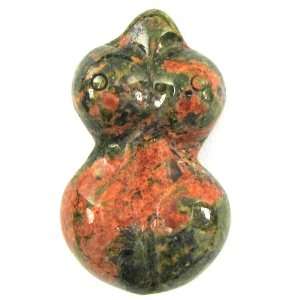  44mm unakite carved goddess pendant bead