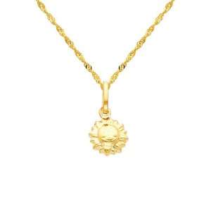  14K Yellow Gold Sun Small Charm Pendant with Yellow Gold 1 