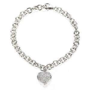  Pave Heart Charm Bracelet with White CZ 7 CHELINE 