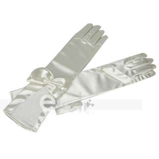 Beige Elegant Satin Bowknot Wedding Bridal Long Gloves  