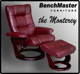 BenchMaster Monterey Leather Recliners Chair & Ottoman  