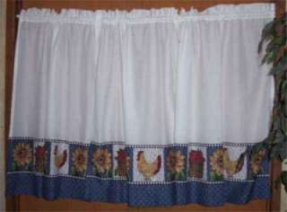 CAFE CURTAINS SUNFLOWERS CHICKENS BASKETS OF APPLES  