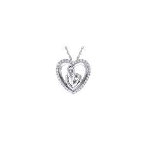 ZALES Diamond Motherly Love Heart Shaped Pendant in Sterling Silver 1 