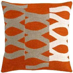  Judy Ross Textiles   DNA 18x18 Chain Stitch Pillow Coral 