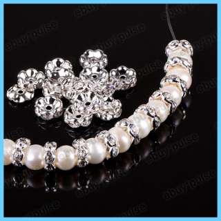 Wholesale 25PCS 8mm Clear Crystal Rhinestone Spacer Beads Fit 