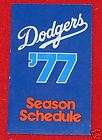 1977 Los Angeles Dodgers Baseball Schedule No Sponsor