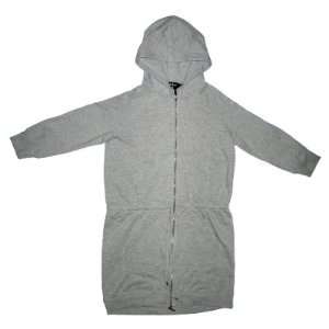  Long Hooded Drawstring Sweatshirt Jacket in HEATHER GRAY 