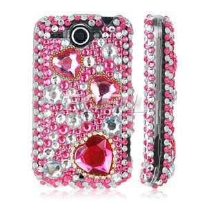     PINK HEARTS 3D CRYSTAL BLING CASE FOR HTC WILDFIRE G8 Electronics
