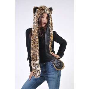  Leopard Full Animal Hood /Animal Hat 3 in 1 Function 