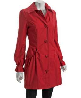 Betsey Johnson red cotton nylon heart button a line coat   up 