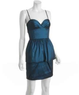 Aidan Mattox navy taffeta layered sweetheart dress   