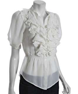 Romeo & Juliet Couture ivory chiffon ruffle blouse