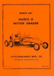 ALLIS CHALMERS D Motor Grader Parts List Manual AC  