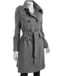 Calvin Klein tin wool blend double breasted knit collar coat   