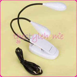 White Dual Arm 4 LED Piano Book Music Stand Light Lamp  