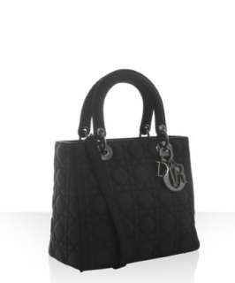 Christian Dior black cannage quilted matte calf Lady Dior top handle 