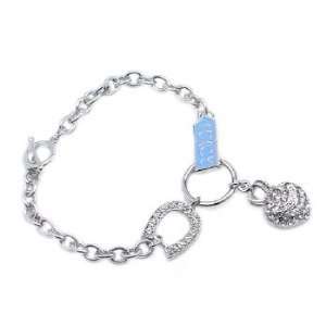 Juicy Inspired Heart and Crown and Charms Blue Couture Bracelet 