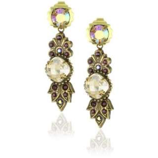Sorrelli Tapestry Crystal Vintage Style Drop Gold Tone Earrings 