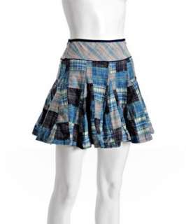 Free People blue madras plaid mini skirt  