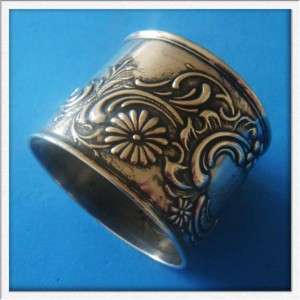 Amazing Antique Sterling SILVER Flower Napkin Ring  