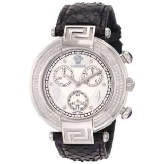 Versace Womens 68C91SD498 S009 Reve Chrono Black Genuine Python 