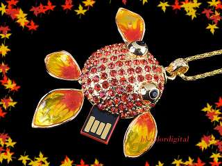 8GB USB Jewel Gold Fish Necklace Flash Drive  