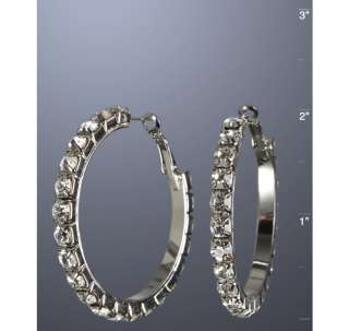 Kenneth Jay Lane silver and crystal hoop earrings