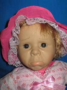    BERENGUER GRUMPY FACE BABY GIRL PINK OUTFIT BLOND BROWN EYES  